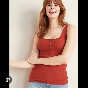OLD NAVY RIBBED FITTED HENLY TANK, BURNT ORANGE, SZ XXL